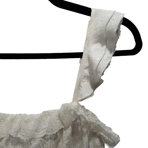 Lulus~Women Jaquared Ivory Corset Ruffle Prairie Dress~Cottagecore Lace~Bridal~S - Picture 6 of 11